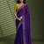 Purple silk chiffon embellished saree with unstitched blouse piece