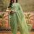Green georgette embroidered saree with unstitched blouse piece