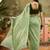 Green georgette embroidered saree with unstitched blouse piece