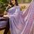 Lilac georgette embroidered saree with unstitched blouse piece