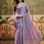 Lilac georgette embroidered saree with unstitched blouse piece