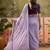 Lilac georgette embroidered saree with unstitched blouse piece