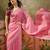 Pink georgette embroidered saree with unstitched blouse piece
