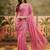 Pink georgette embroidered saree with unstitched blouse piece