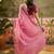Pink georgette embroidered saree with unstitched blouse piece