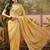 Yellow georgette embroidered saree with unstitched blouse piece
