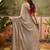 Grey chiffon embellisehd saree with unstitched blouse piece