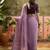 Lilac chiffon embellisehd saree with unstitched blouse piece