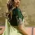 Green chiffon embroidered saree with unstitched blouse piece