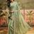 Green chiffon embroidered saree with unstitched blouse piece