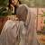 Grey chiffon embroidered saree with unstitched blouse piece