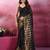 Black and gold sequins embroidered georgette party wear saree with blouse piece
