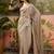 Grey chiffon embroidered saree with unstitched blouse piece