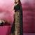 Black and gold sequins embroidered georgette party wear saree with blouse piece
