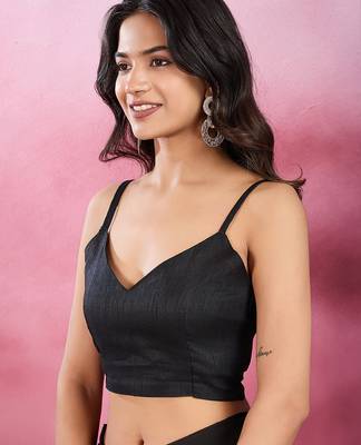 Black and gold sequins embroidered georgette party wear saree with blouse piece 5