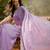 Lilac chiffon embroidered saree with unstitched blouse piece