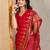 Red and gold sequins embroidered georgette party wear saree with blouse piece