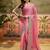 Pink chiffon embroidered saree with unstitched blouse piece