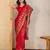 Red and gold sequins embroidered georgette party wear saree with blouse piece