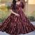 Women maroon & gold printed long dress with flared design