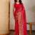 Red and gold sequins embroidered georgette party wear saree with blouse piece