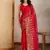 Red and gold sequins embroidered georgette party wear saree with blouse piece