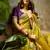 Neon silk blend chiffon embellished saree with unstitched blouse piece
