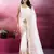 White and gold sequins embroidered georgette party wear saree with blouse piece