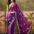 Purple silk chiffon embellished saree with unstitched blouse piece