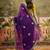 Purple silk chiffon embellished saree with unstitched blouse piece