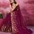 Wine and gold sequins embroidered georgette party wear saree with blouse piece