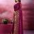 Wine and gold sequins embroidered georgette party wear saree with blouse piece