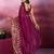 Wine and gold sequins embroidered georgette party wear saree with blouse piece