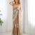 Gold silver floral cutwork embroidered organza party wear saree with blouse piece
