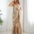 Gold silver floral cutwork embroidered organza party wear saree with blouse piece