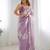 Onion silver floral cutwork embroidered organza party wear saree with blouse piece