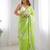 Perrot silver floral cutwork embroidered organza party wear saree with blouse piece