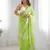 Perrot silver floral cutwork embroidered organza party wear saree with blouse piece