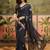 Navy blue georgette bandhni saree with unstitched blouse piece