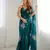 Rama silver floral cutwork embroidered organza party wear saree with blouse piece