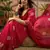Rani georgette bandhni saree with unstitched blouse piece