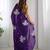 Violet silver floral cutwork embroidered organza party wear saree with blouse piece