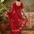 Red georgette bandhni saree with unstitched blouse piece
