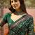 Green georgette bandhni saree with unstitched blouse piece