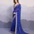 Blue bandhani printed georgette saree with multi-color embroidered border and blouse piece