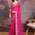 Pink bandhani printed georgette saree with multi-color embroidered border and blouse piece