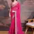 Pink bandhani printed georgette saree with multi-color embroidered border and blouse piece