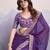 Purple bandhani printed georgette saree with multi-color embroidered border and blouse piece