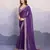 Purple bandhani printed georgette saree with multi-color embroidered border and blouse piece