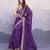 Purple bandhani printed georgette saree with multi-color embroidered border and blouse piece